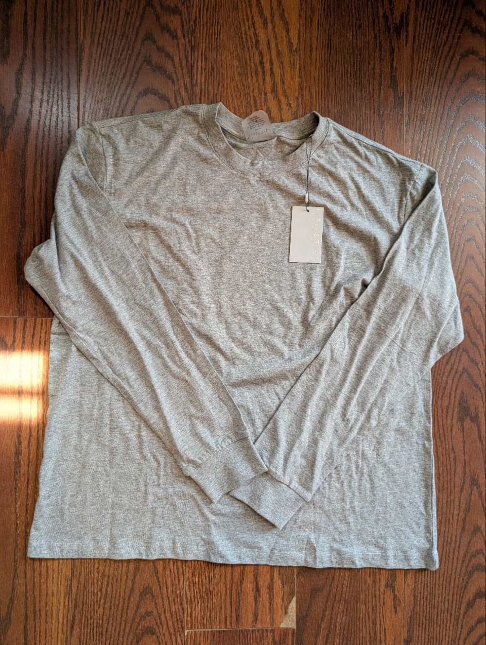 Negative Underwear New Women's Uniform Crew LS Tee Cotton Grey Sz M Lounge Layer